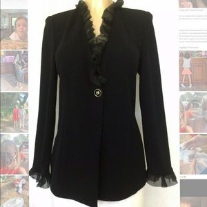 St. John Black Santana Jacket 6 Ruffle